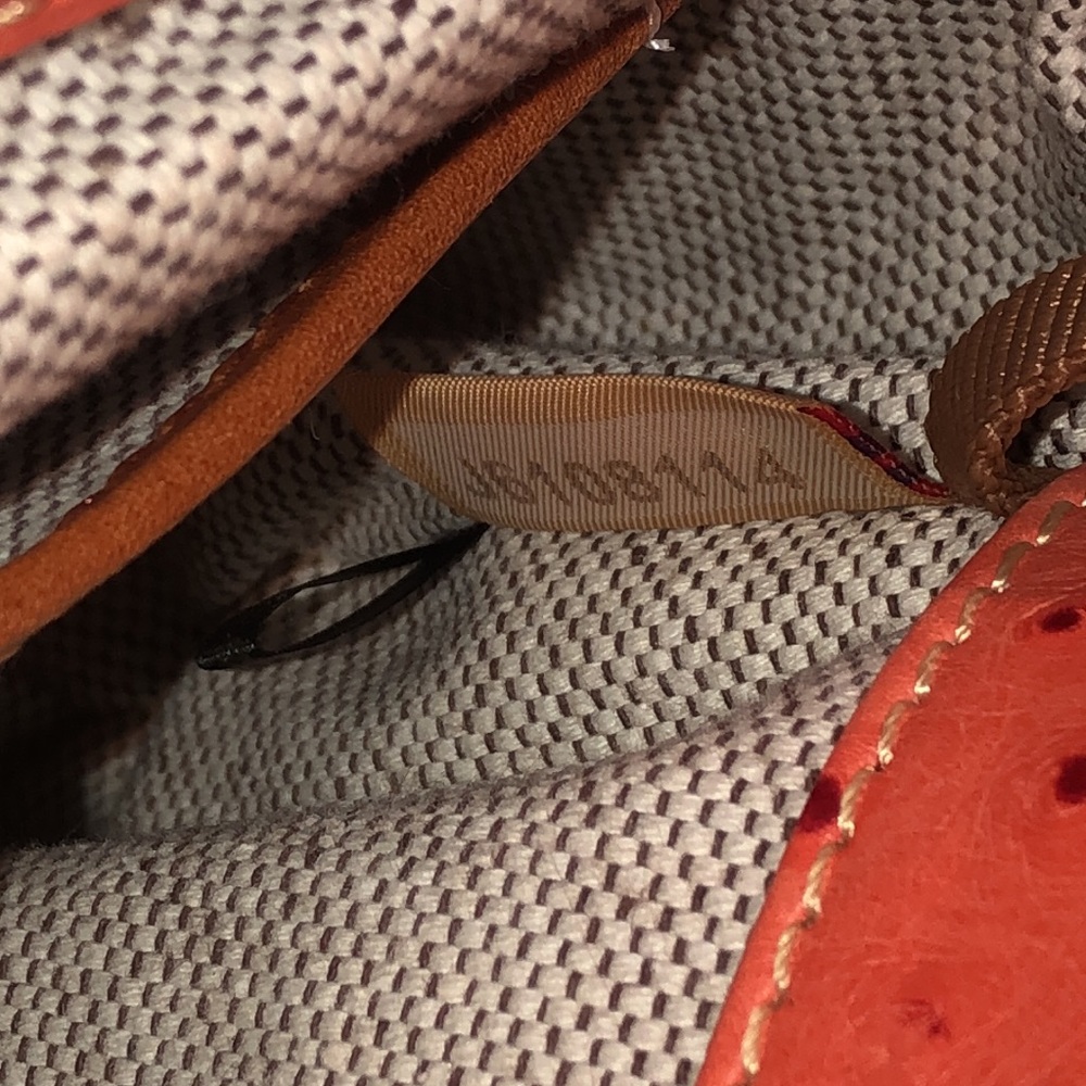DOONEY & BOURKE Orange Ostrich Print Leather Crossbody Shoulder Laptop Bag NWOT - Picture 15 of 16